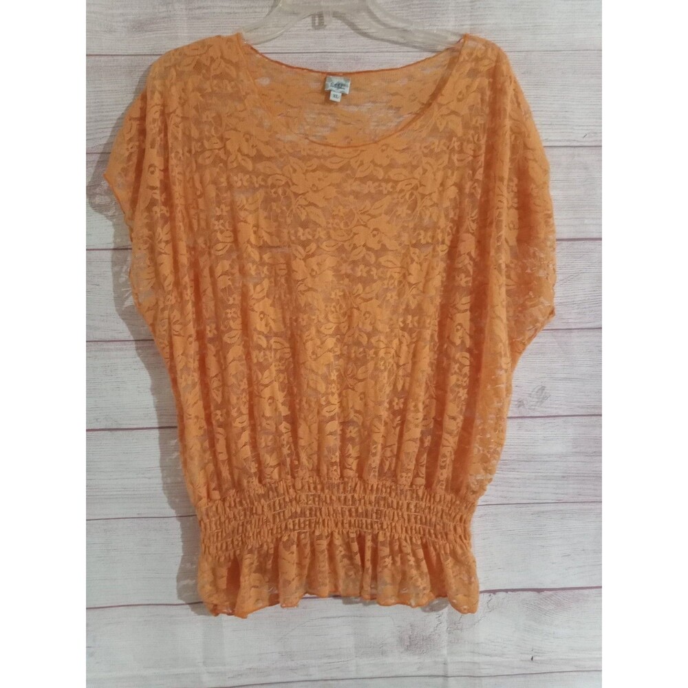 Cozy Shirt Women's Size X large Orange Sheer Sleeveless Solid Top Blouse